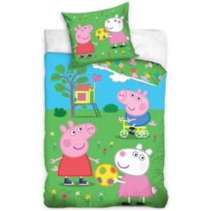TipTrade (CZ) · Detské posteľné obliečky Prasiatko Peppa na ihrisku - Peppa Pig - 100% bavlna - 70 x 90 cm + 140 x 200 cm