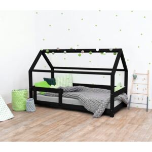 Benlemi Detská posteľ domček Tery s bočnicou 120x160 cm Farba: Čierna