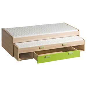 TEMPO KONDELA Ego L16 80 rozkladacia posteľ s prístelkou jaseň / zelená