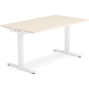 Kancelársky pracovný stôl Modulus, T-rám, 1400x800 mm, breza/biela