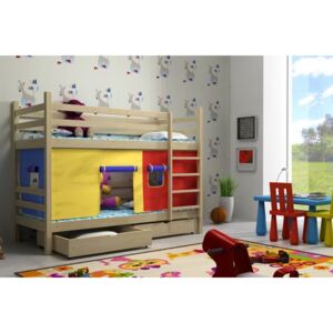 Dětská patrová postel z MASIVU 180x80cm se šuplíky - PP011