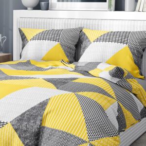 Goldea bavlnené posteľné obliečky - vzor 806 kombinácia žltosivého vzorovania 240 x 200 a 2ks 70 x 90 cm