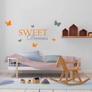 GLIX Sweet dreams - nálepka na stenu Šedá a oranžová 120 x 60 cm