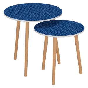 TEMPO KONDELA Brix okrúhly príručný stolík (2 ks) modrá / biela