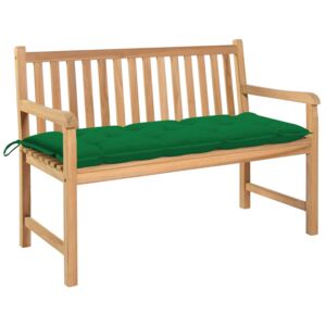 Záhradná lavička, zelená podložka 120 cm, tíkový masív
