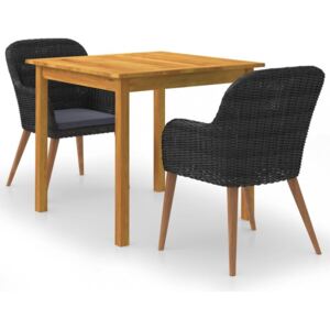 Záhradný jedálenský set 2+1 Dekorhome Čierna