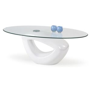 HALMAR Jasmin sklenený konferenčný stolík biely lesk / priehľadná