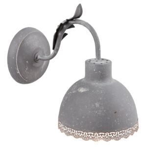 Clayre & Eef Nástenná šedá vintage lampa - 15*26*24 cm