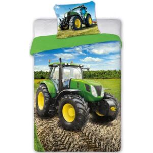 Bavlnené obliečky Zelený traktor (rozměr 70x90, 140x200 cm)