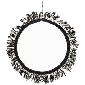 Okrúhle zrkadlo so strapcami Off White/Black