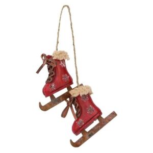 Závesná dekorácia Antic Line Skiing Boots Red