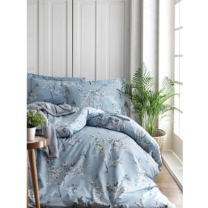 Obliečky s plachtou z ranforce bavlny na dvojlôžko Chicory Blue, 160 x 220 cm