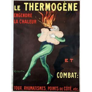 Reprodukcia, Obraz - The thermogen generates heat and fights cough, rheumatism, side points etc: poster by Leonetto Cappiello , 1926. A man warmed by the medicine spits out a flame. BN, Paris., Cappiello, Leonetto