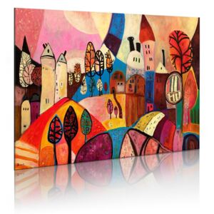 Ručne maľovaný obraz - Colourful village 90x60