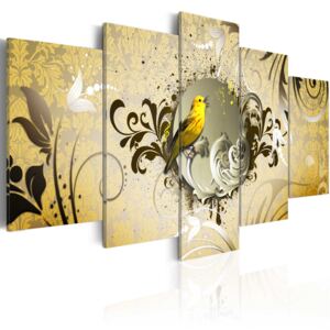 Obraz - Yellow bird singing 100x50