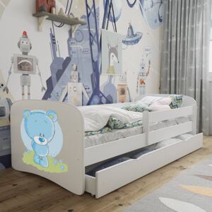 Detská posteľ s úložným priestorom a matracom Elsa, Farby: biela / medveď