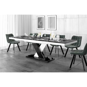 Luxusný rozkladací jedálenský stôl XENON LUX LESK čierny vrch /čierno biela noha DOPRAVA ZADARMO