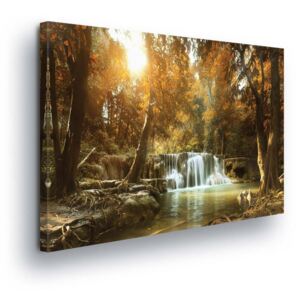 Obraz na plátne - Forest Waterfalls 3 x 25x25 cm
