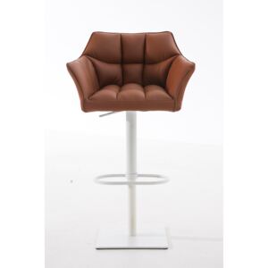 Barová stolička Damas W1 ~ koženka, biely rám Farba Svetlo hnedá