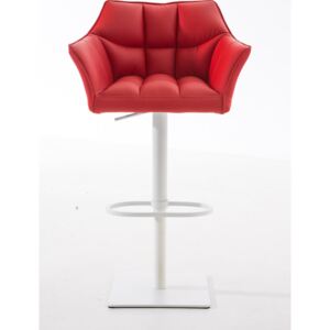 Barová stolička Damas W1 ~ koženka, biely rám Farba Červená