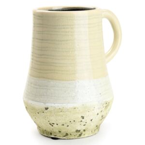 Váza keramika s uchom krémova 18*15*h21cm