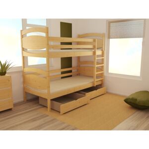 Detská poschodová posteľ z MASÍVU 180x80cm bez šuplíku - PP022