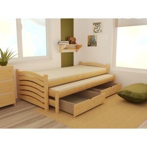 Detská posteľ s výsuvnou prístelkou z MASÍVU 180x80cm bez šuplíku - DPV015
