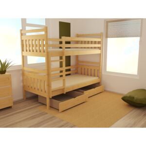 Detská poschodová posteľ z MASÍVU 180x80cm bez šuplíku - PP023