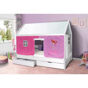 Dětská domečková postel KIDS růžová víla - BÍLÁ 200x90 cm