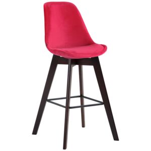 Barová stolička Metz ~ zamat, drevené nohy cappuccino Farba Červená