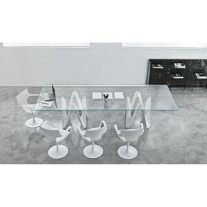 LAMBDA dizajnový stôl sklo keramika dve podnože SOVET