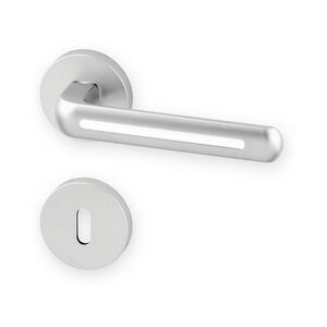 Dverové kovanie ACT Linia R (matný nikel/bielá) - WC kľučka-kľučka s WC sadou/Matný nikel