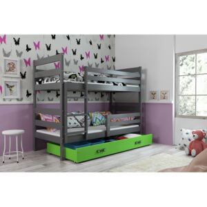 Poschodová posteľ ERIK 2 - 200x90cm - Grafitová - Zelená