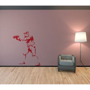 GLIX Banksy "Trooper" - nálepka na stenu Svetlo červená 50 x 65 cm