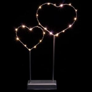 Vianočná LED dekorácia - kovové srdce - 25 LED sivá