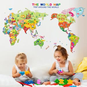 Veselá Stena Samolepka Farebná detská mapa Sveta