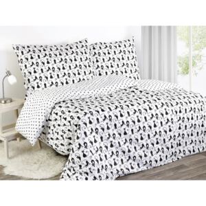 Goldea bavlnené posteľné obliečky - vzor 570 čierne mačky a labky 140 x 220 a 70 x 90 cm