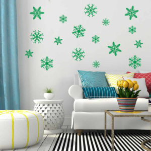 GLIX Snowflakes - nálepka na stenu Zelená 50 x 35 cm