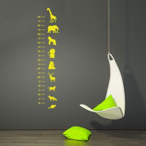 GLIX Detský meter - Zvieratá 1 - samolepka na stenu Žltá 25x120 cm