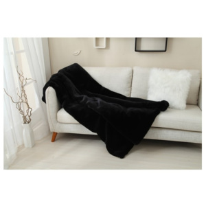 Kožušinová deka, čierna, 150x170, RABITA TYP 1 | TEMPO KONDELA