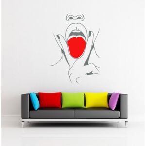 GLIX Lips swag - nálepka na stenu Šedá a červená 70 x 95 cm