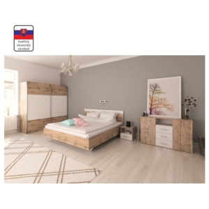 Spálňový komplet (posteľ 160x200 cm), dub wotan/biela, GABRIELA | TEMPO KONDELA