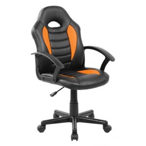 Kancelárske kreslo, ekokoža čierna/oranžová, MADAN