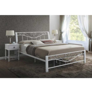 BRW PARMA manželská posteľ kovová 160, biela