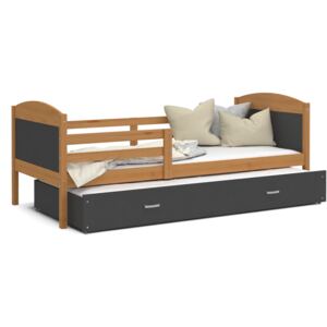 ArtAJ Detská posteľ MATEUSZ P2 drevo / MDF 200 x 90 cm Farba: jelša / sivá 200 x 90 cm