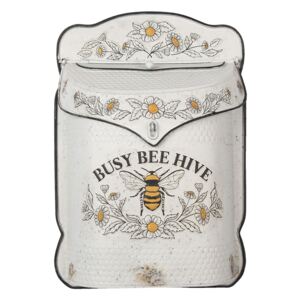 Krémová retro poštová schránka s včelou Bee Hive - 27 * 8 * 39 cm