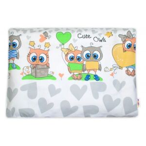 Baby Nellys Povlak na vankúšik Cute Owls, 40x60 cm - šedý