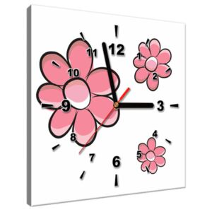 Tlačený obraz s hodinami Ružové kvietky ZP2801A_1AI
