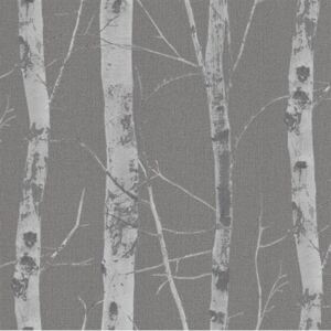 Vliesové tapety na stenu Instawalls 5433-10, rozměr 10,05 m x 0,53 cm, kmene stromov s vetvami strieborné, Erismann