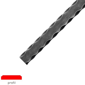 Zdobená pásovina pre kované zábradlia, ploty a brány 30.100, pr.20x5 mm / Prodejní délka:3m
